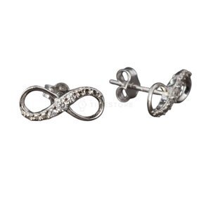 Strieborné puzetové náušnice, symbol nekonečno TS-EA-0259