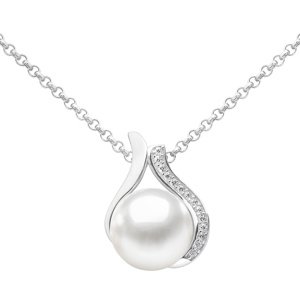 Strieborný náhrdelník Niale s bielou perlou a Brilliance Zirconia