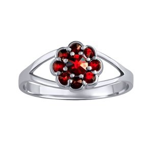 Strieborný prsteň s pravým granátom MARGUERITE veľkosť obvod 61 mm