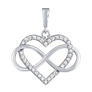 Prívesok srdce s infinity Jade z bieleho zlata a Brilliance Zirconia