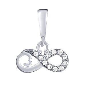 Prívesok infinity so srdiečkom Cher z bieleho zlata s Brilliance Zirconia