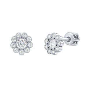 Strieborné náušnice kôstky kvetinky Celeste s Brilliance Zirconia - dámske aj detské