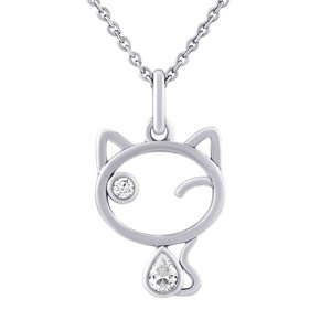 Strieborný prívesok mačka Betty s čírymi Brilliance Zirconia