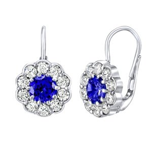 Strieborné náušnice s modrými kameňmi Swarovski® Created