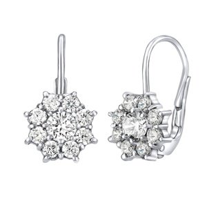 Strieborné náušnice nezábudky s čírymi Swarovski Zirconia