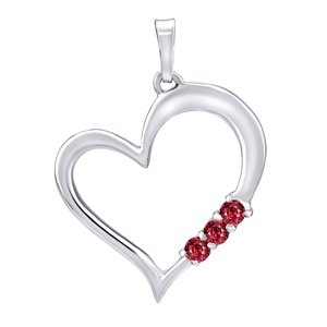 Strieborný prívesok SRDCE s červenými Swarovski Zirconia