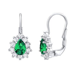 Strieborné náušnice so zeleným kameňom Swarovski Zirconia