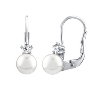 Strieborné náušnice s bielou Swarovski® Perlou