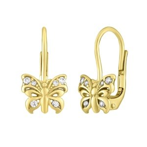 Zlaté náušnice motýliky so Swarovski® Zirconia