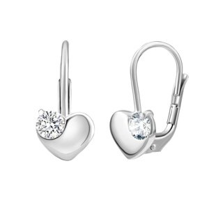 Strieborné náušnice srdce s čírym Swarovski Zirconia