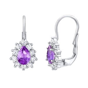 Strieborné náušnice fialové s Brilliance Zirconia