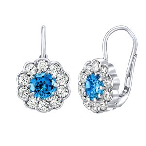 Strieborné náušnice s modrými Swarovski Zirconia