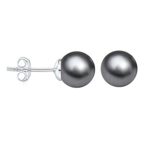 Strieborné náušnice kôstky s čiernou perlou Swarovski® Crystals