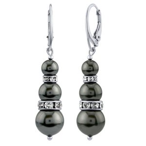 Strieborné náušnice s čiernou Swarovski® Perlou