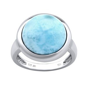Strieborný prsteň s prírodným Larimarom veľkosť obvod 49 mm