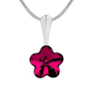 Strieborný prívesok kvetina so Swarovski Crystals 10 mm-ružová tmavá