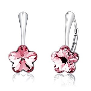 Strieborné náušnice so Swarovski® Crystals kvet ružový