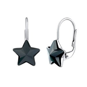 Strieborné náušnice so Swarovski® Crystals čierna hviezda