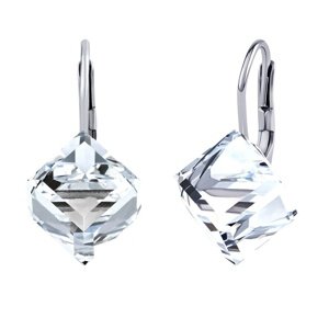 Strieborné náušnice číre kocky Swarovski® Crystals
