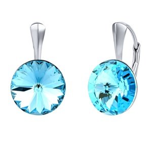 Strieborné náušnice so Swarovski® Crystals aquamarine 12mm