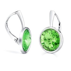 Strieborné náušnice so Swarovski® Crystals zeleným rivoli 12mm