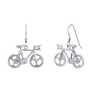 Strieborné originálne náušnice bicykel