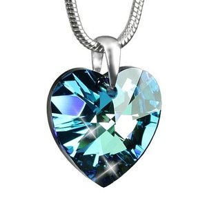 Strieborný prívesok Srdce 28mm Bermudy Blue so Swarovski Elements