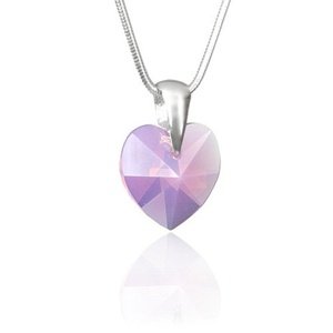 Strieborný prívesok Srdce 14mm Cyclamen Opal so SWAROVSKI ELEMENTS