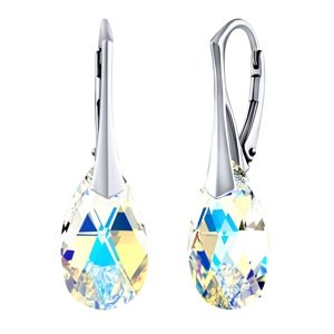 Strieborné náušnice Kvapka 16mm Crystal AB so SWAROVSKI CRYSTALS