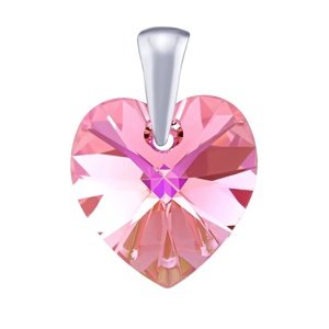 Strieborný prívesok SRDCE 14mm so Swarovski Crystals - Light Rose