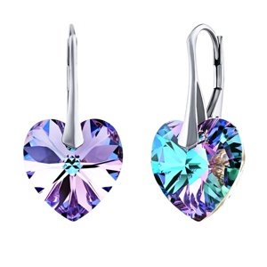 Strieborné náušnice SRDCE 14mm so Swarovski® Crystals Vitrail Light
