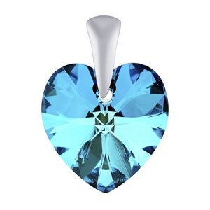 Strieborný prívesok SRDCE 14mm so Swarovski Crystals - Bermuda Blue