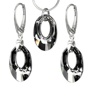Strieborná súprava so Swarovski® Crystals Helios Silver Night