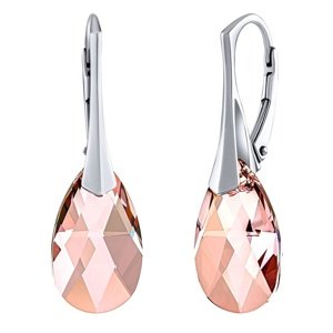 Strieborné náušnice Kvapka 16mm Antique Pink so Swarovski Crystals