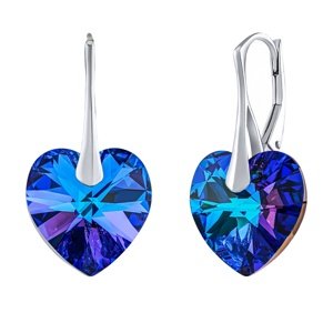 Strieborné náušnice Srdce 14mm Heliotrope so Swarovski® Crystals