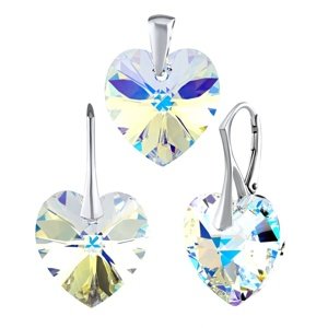 Strieborná súprava Srdce Crystal AB so Swarovski® Crystals