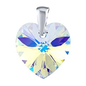Strieborný prívesok Srdce Crystal AB 18mm so Swarovski® Crystals