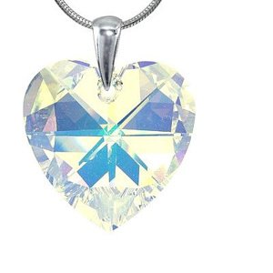 Strieborný prívesok srdca 28mm - AB so Swarovski® Crystals