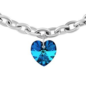 Oceľový náramok so Swarovski Crystals Srdce 14mm Bermuda Blue