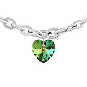 Ocelový náramek se Swarovski Crystals Srdce 14mm Vitrail Medium