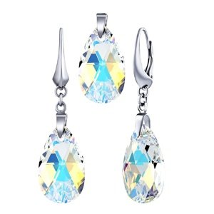 Strieborná súprava so Swarovski Crystals KVAPKA 22mm
