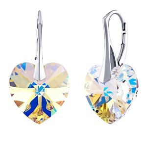 Strieborné náušnice so Swarovski® Crystals SRDCE 14mm AB