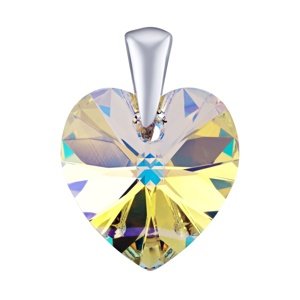 Strieborný prívesok so Swarovski® Crystals SRDCE 14mm AB