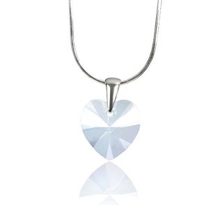 Strieborný prívesok Srdce 14mm White Opal so Swarovski® Crystals