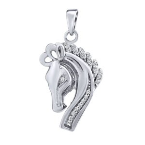 Strieborný koník CABALLO s micro zirconia