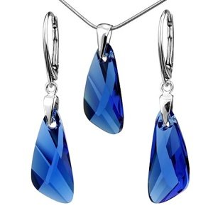 Sríborná súprava Wing 23mm Capri Blue so Swarovski® Crystals