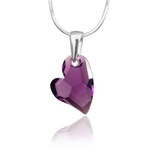 Strieborný prívesok Srdce Devoted 2 U 17mm Amethyst so Swarovski® Crystals