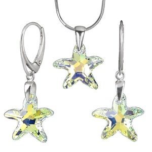 Strieborná súprava Starfish 16mm Crystal AB so Swarovski® Crystals