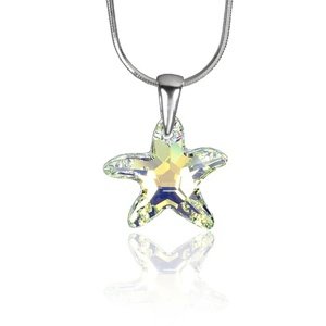 Strieborný prívesok Starfish 16mm Crystal AB so Swarovski® Crystals