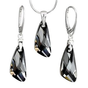 Strieborná súprava Wing 23mm Crystal Silver Night so Swarovski Crystals